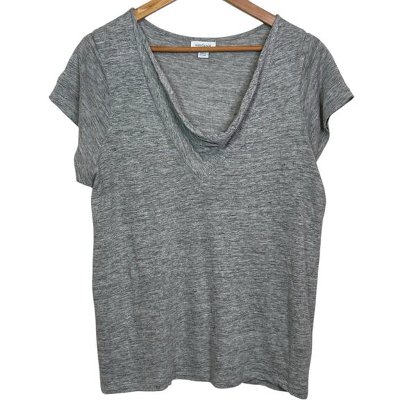 Sundance Gray Size Large 100% Linen Cowl Neck Short Sleeve Shirt - Picture 1 of 6